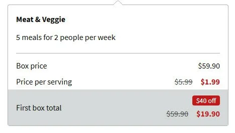 Meat & Veggie meal plan discount offer details.