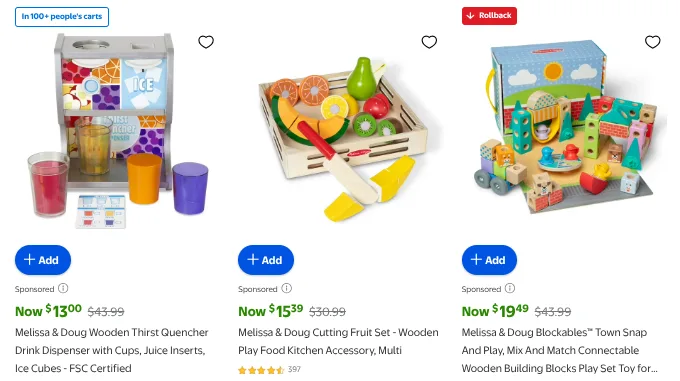 Wooden toys: drink dispenser, fruit set, building blocks.