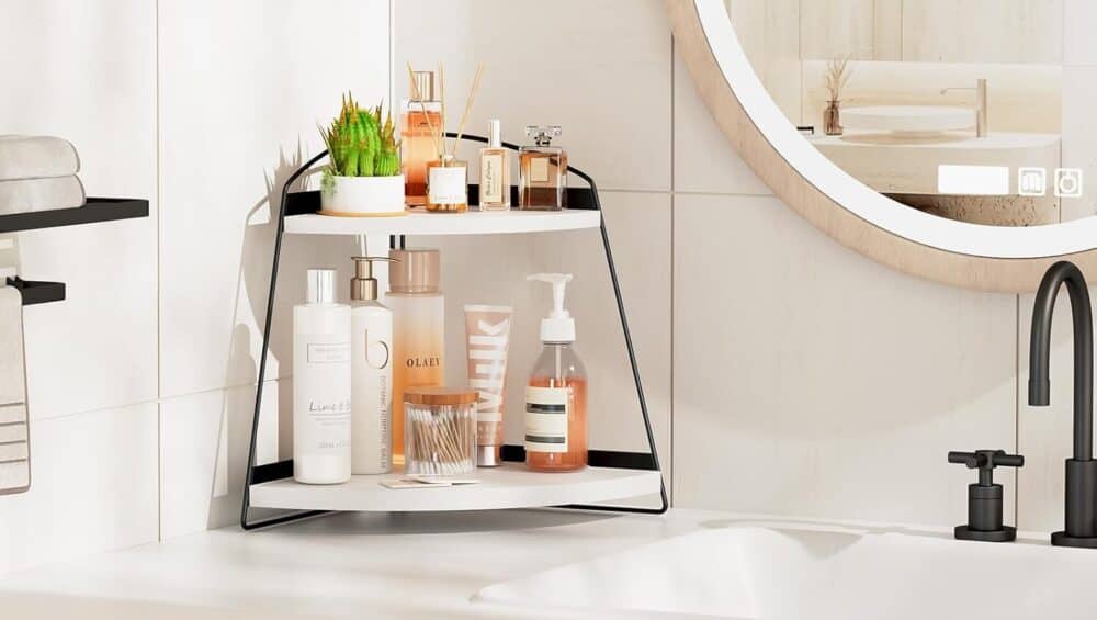 Puricon 2 Tier Corner Countertop Storage Shelf Now 15.59 SwagGrabber