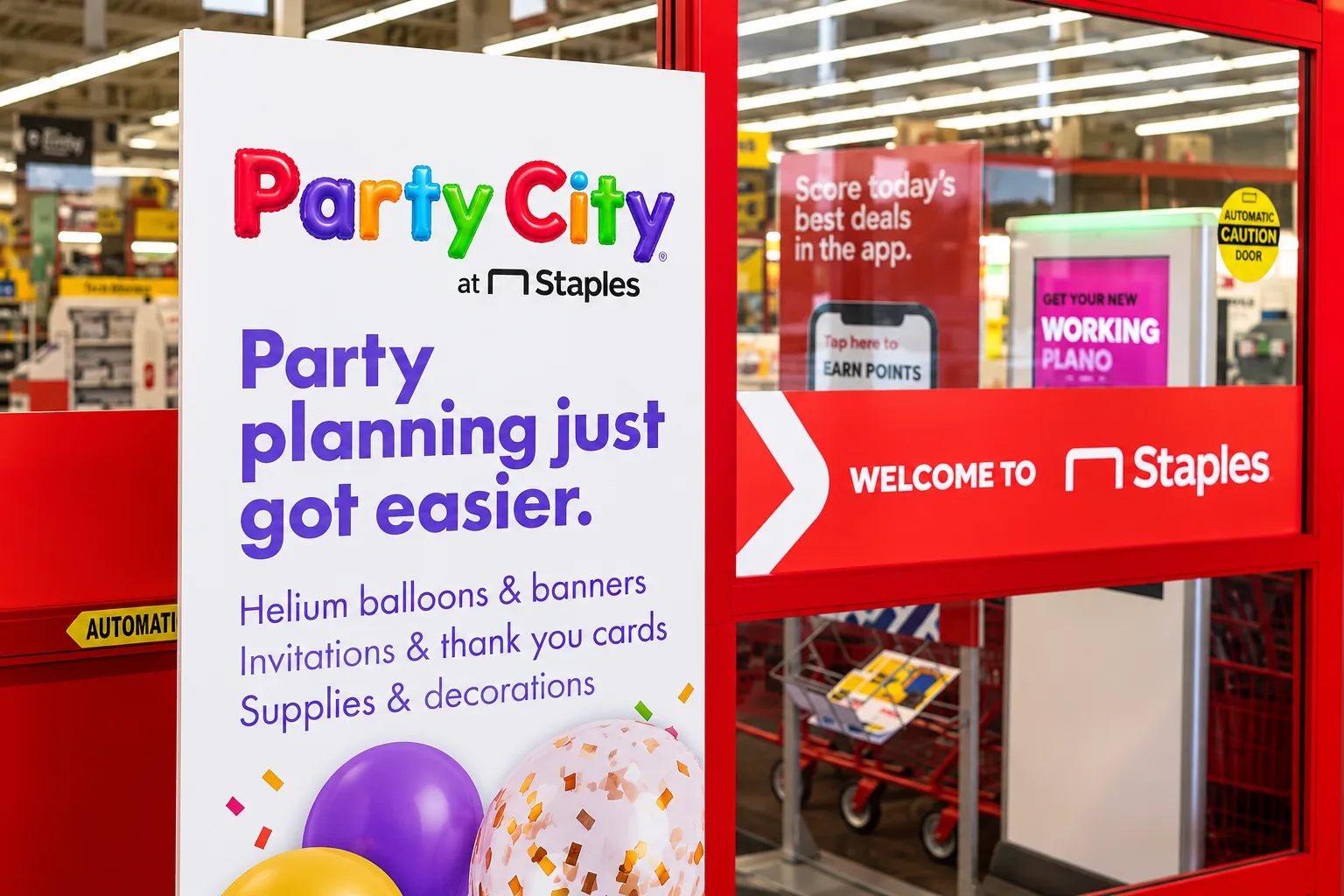 party city at staples entrance