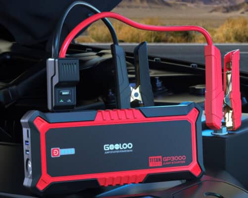 Portable car jump starter with cables