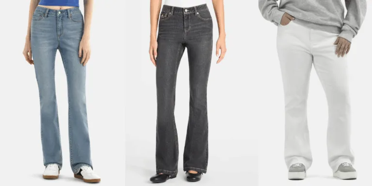 Three styles of bootcut women's jeans
