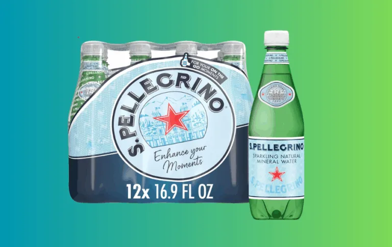 S.Pellegrino sparkling water bottle and 12-pack.
