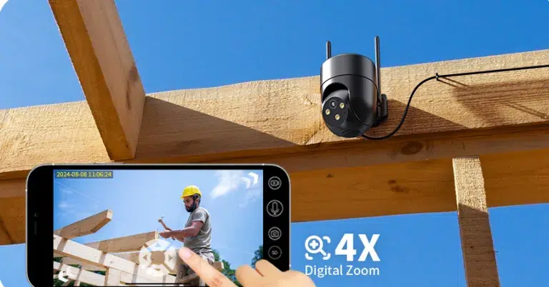 Security camera with digital zoom and mobile view.