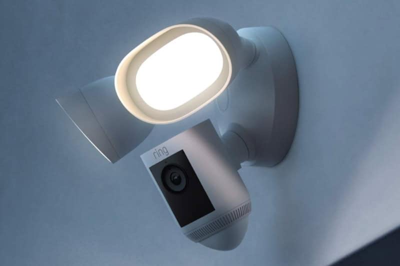 Outdoor security camera with LED light