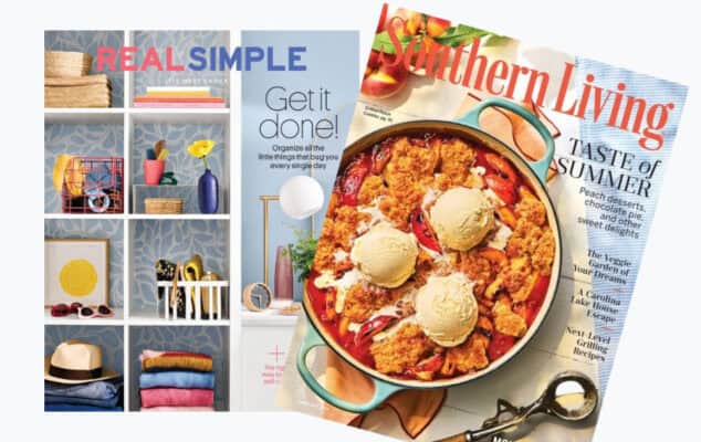 Real Simple and Southern Living magazine covers.