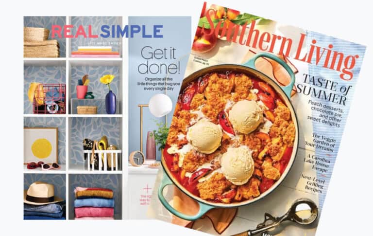 Real Simple and Southern Living magazine covers.