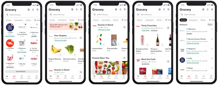 Grocery shopping app interface on mobile display.