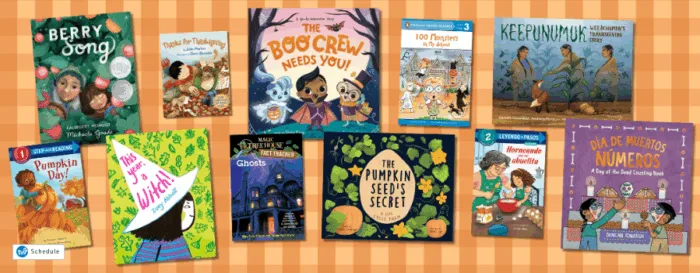 Children's books about fall and Thanksgiving themes.