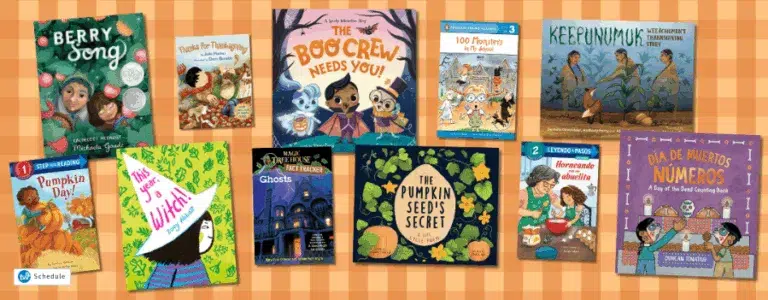 Children's books about fall and Thanksgiving themes.