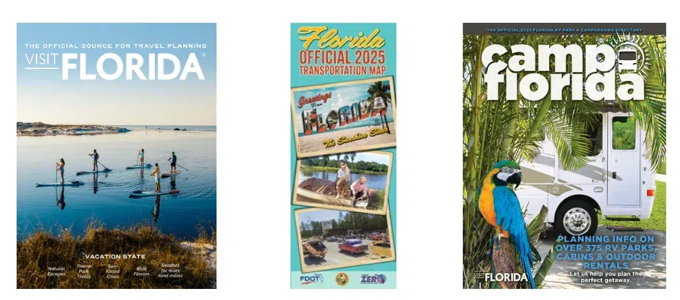 Florida travel guides with maps and vacation info.