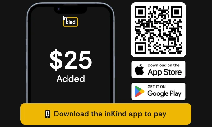inKind app offers $25 credit, download to pay.