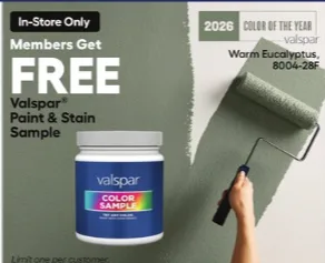 Free Valspar paint sample, Warm Eucalyptus color.