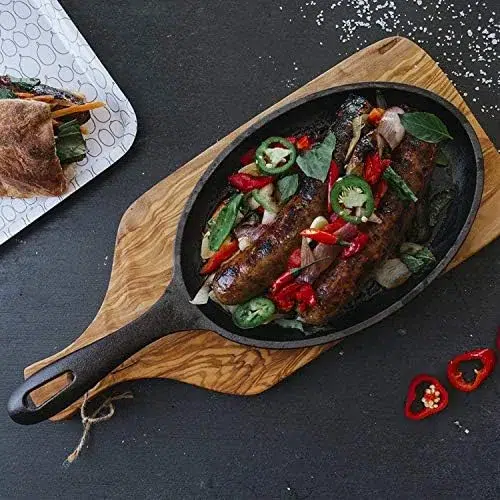 victoria cast iron fajita skillet