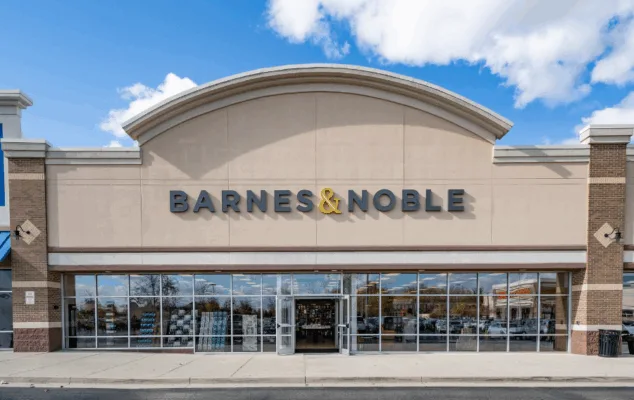 Barnes & Noble bookstore storefront with blue sky
