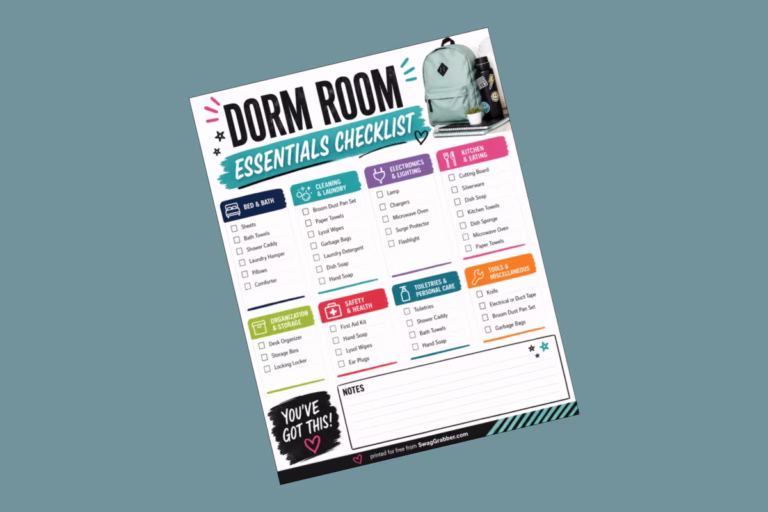 free dorm room checklist featured