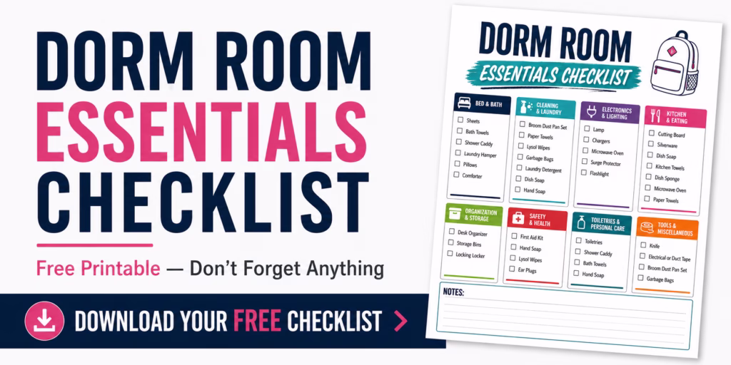 free dorm room essentials checklist