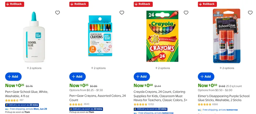 walmart school supplies june 26
