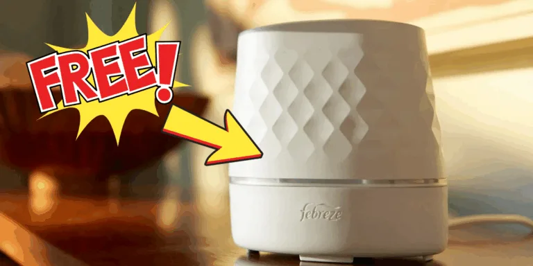 Air freshener with free offer text overlay.