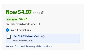 Walmart sale price $4.97, save $4.97.