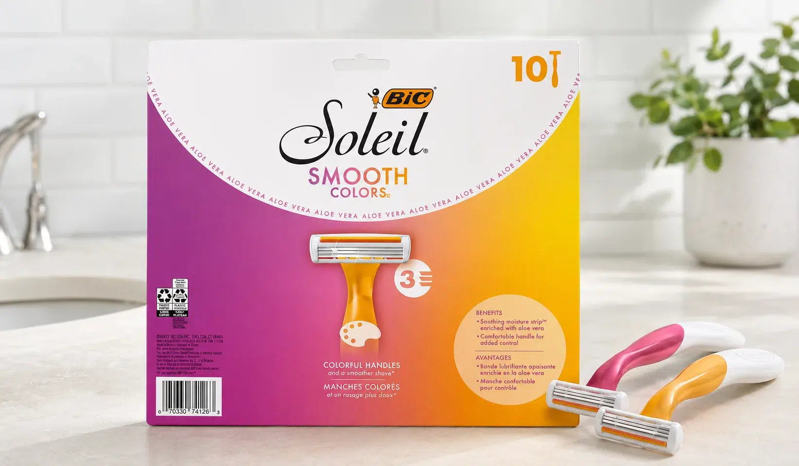 bic soleil razors on bathroom vanity