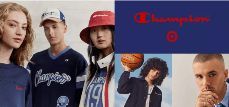 Champion clothing collection with diverse models.