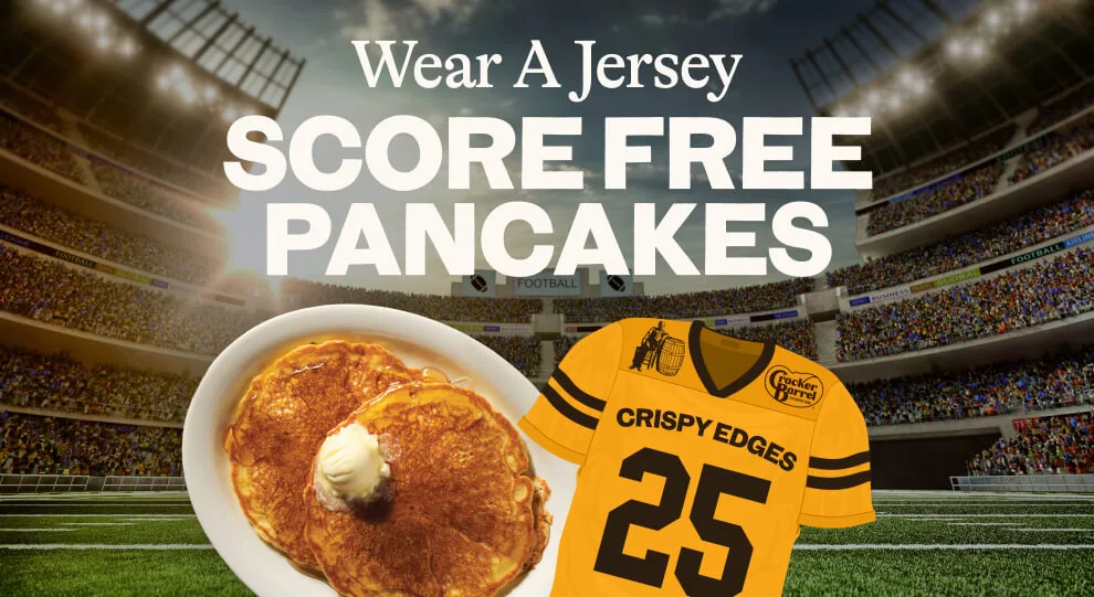 Wear jersey, get free pancakes at stadium.