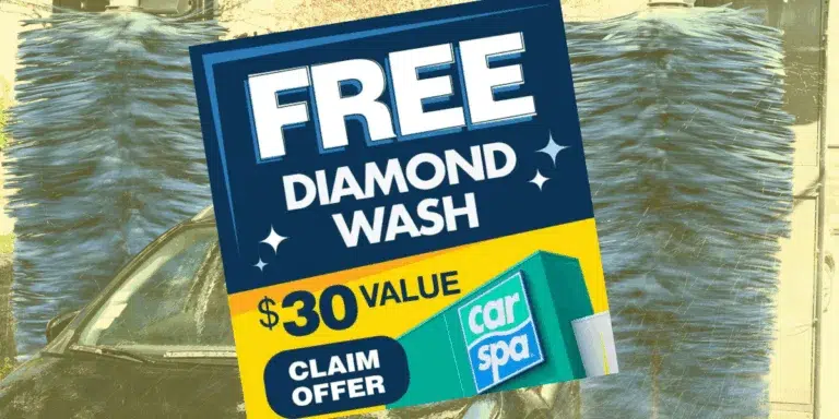 Free diamond car wash offer, $30 value.