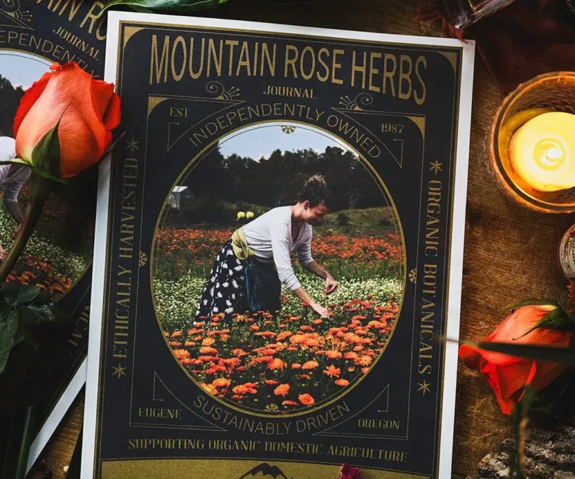 Magazine cover with herbs and candles.