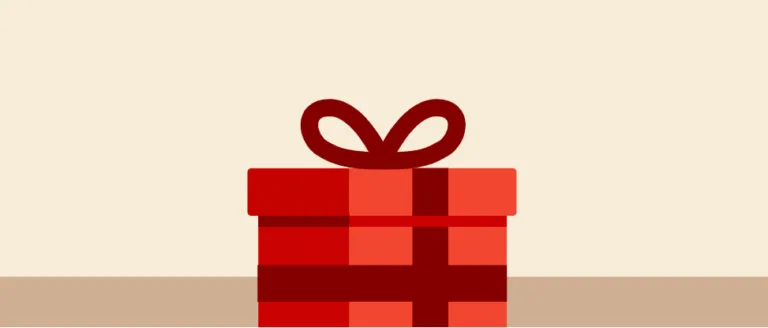 Illustration of a red gift box with ribbon.