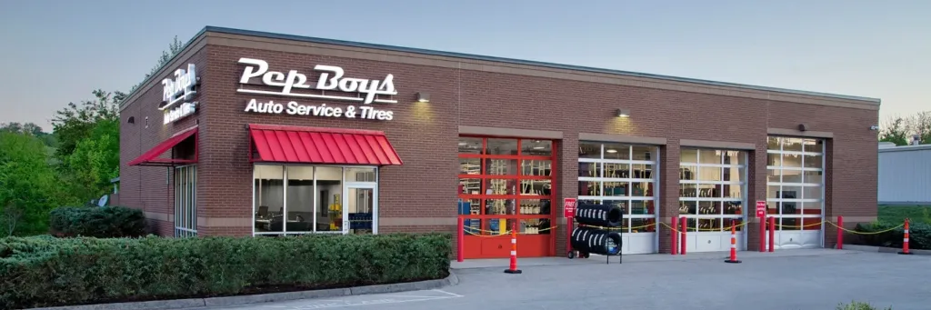 Auto service center with garage and parking lot