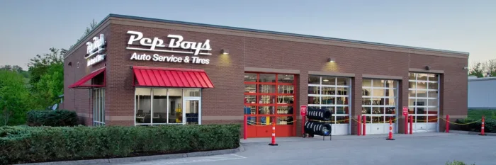 Auto service center with garage and parking lot