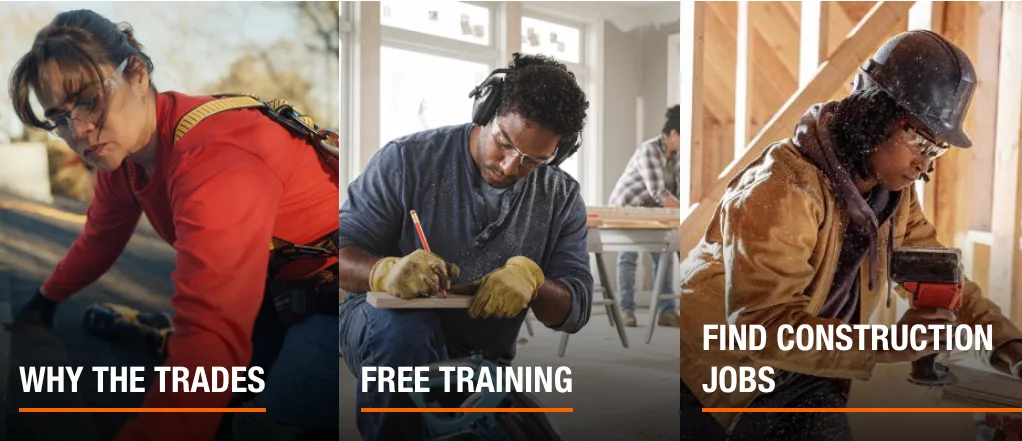 People working in construction trades and training.