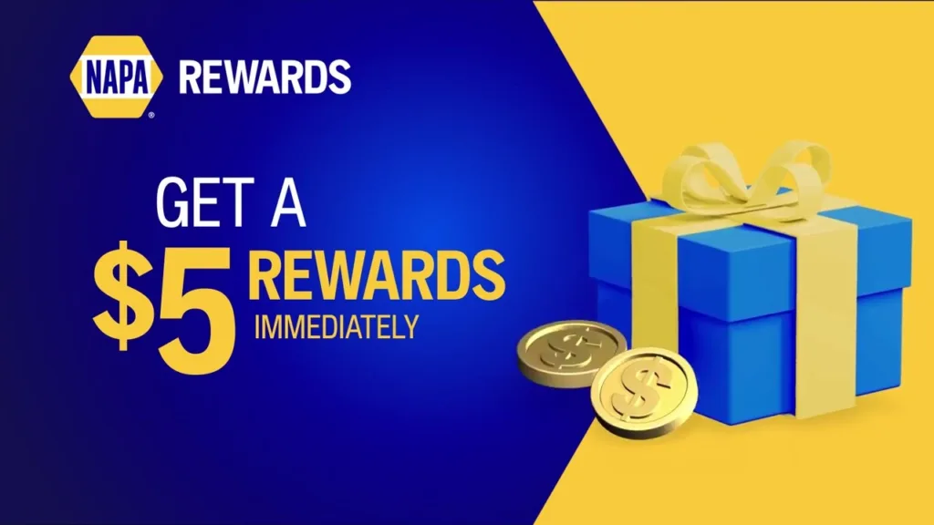 NAPA Rewards $5 promotion with gift box.