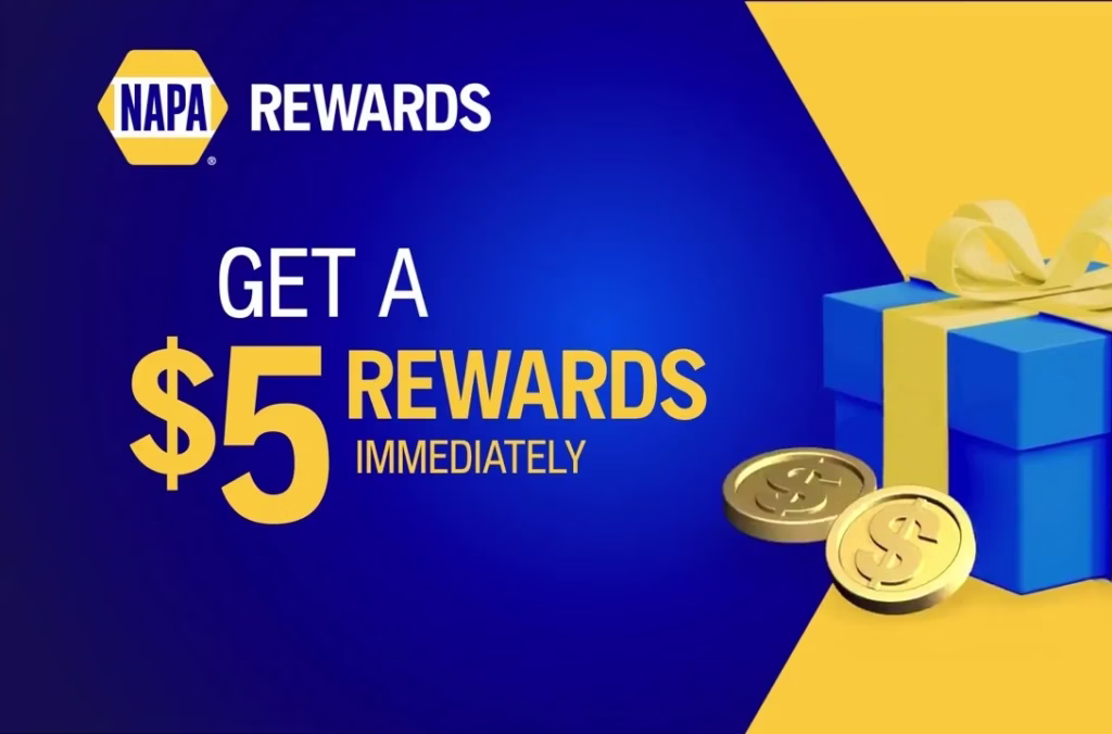 NAPA Rewards $5 promotion with gift box.