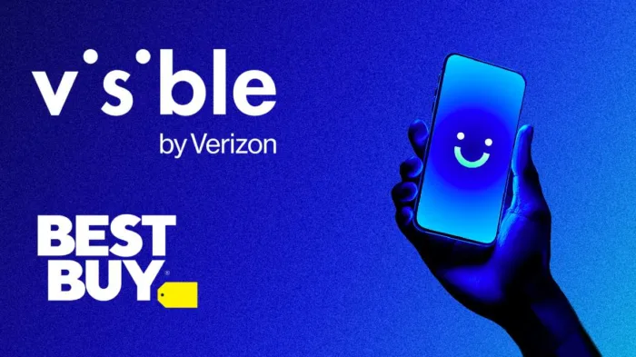 Visible by Verizon advertisement with smiling phone.