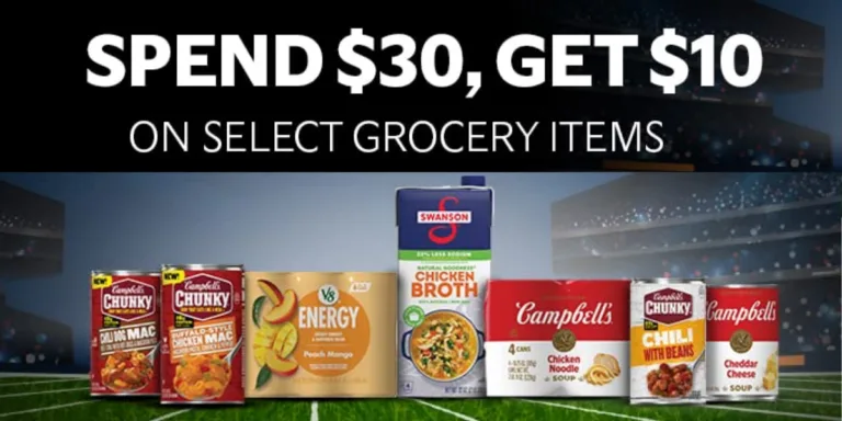 Grocery discount offer: spend $30, save $10.