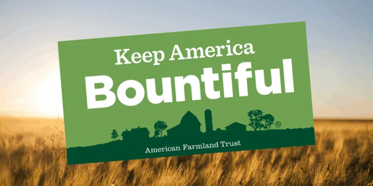 American Farmland Trust logo in wheat field background.