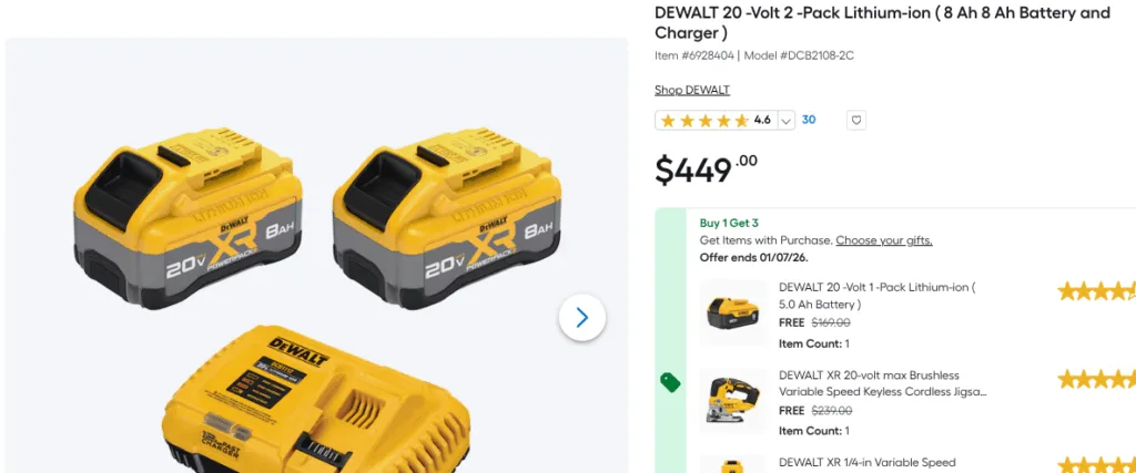DEWALT 20V battery pack with charger