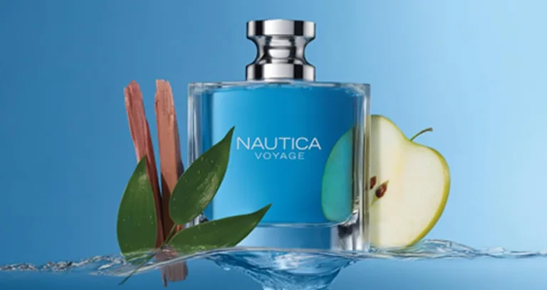 Nautica Voyage perfume with apple and leaves.