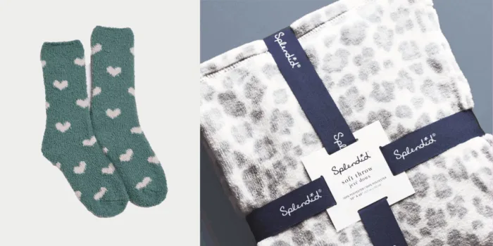 Cozy socks and soft throw blanket bundle