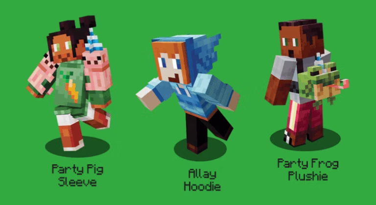 Kellogg's Minecraft cereal gifts: skins, plushie.