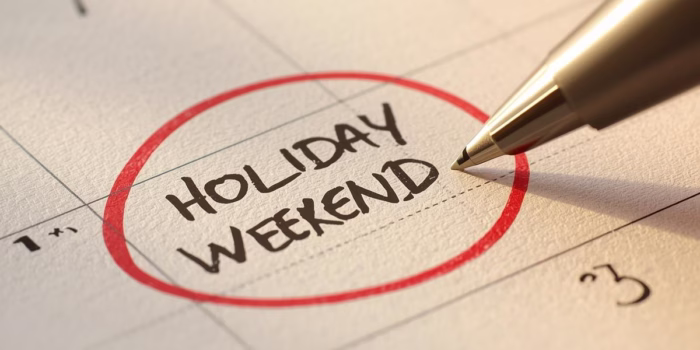 Calendar marked for holiday weekend planning