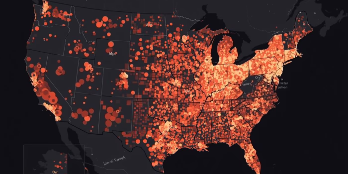 Map showing data distribution in the United States.