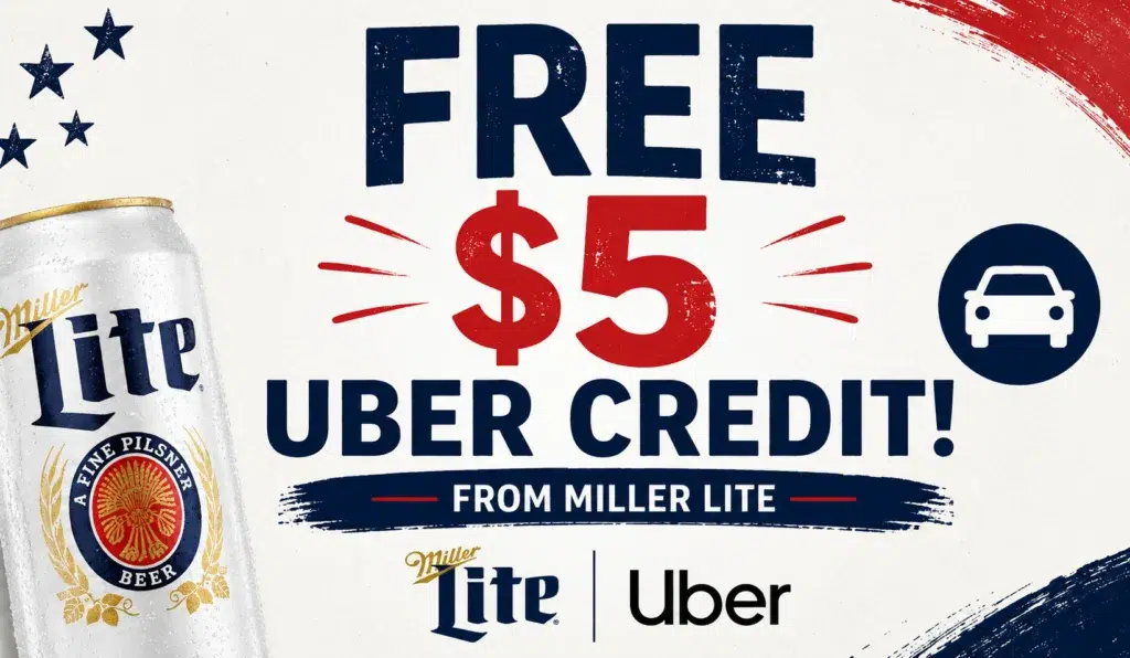 free 5 uber credit with miller lite
