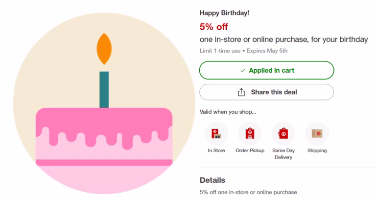 target birthday freebie