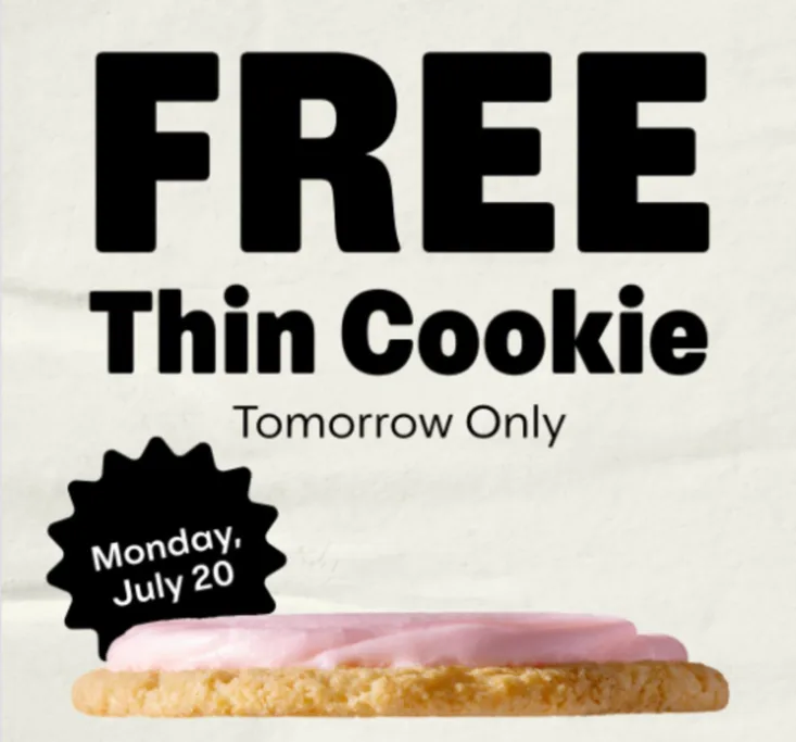 free thin crumbl cookie july 20 2026
