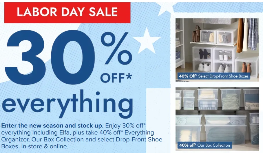 30 off everything at the container store