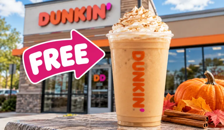 free pumpkin spice latte at dunkin