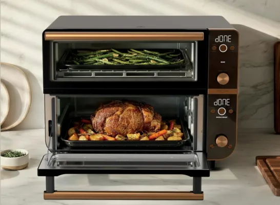 Ninja Double Oven Pro Smart XL e1792500570793 Dual oven with roasted vegetables and meat Ninja Double Oven Pro